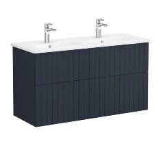 Vitra Root Groove 69525 Lavabo Dolabı, Dört Çekmeceli, 120 Cm, Mat Lacivert, Yuvarlak Lavabolu